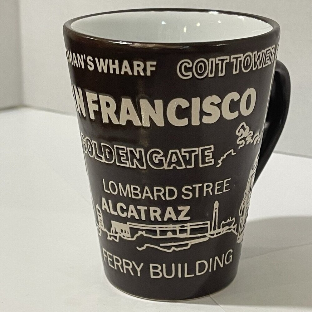 San Francisco Coffee‎ Mug Famous Landmarks Alcatraz Golden Gate Pier 39 Lombard
